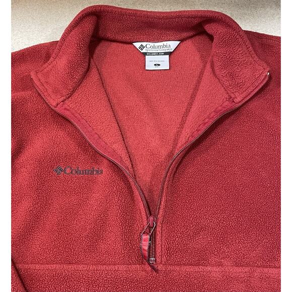 Columbia Men’s Sz Large 1/4 Zip Red Pullover Long Sleeve High Neck Casual Hiking - Picture 8 of 10
